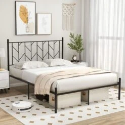Costway Full/Qween/Twin Size Metal Platform Bed Frame Vintage Headboard Mattress Foundation Black 20 Costway Full/Qween/Twin Size Metal Platform Bed Frame Vintage Headboard Mattress Foundation Black -Furniture Sale Store GUEST a97e31b1 b046 463a ad19 abbd5dcdd049