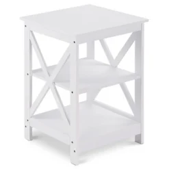 Costway 2PC 3-Tier Nightstand End Table Storage Display Shelf Living Room Furni White -Furniture Sale Store GUEST aa381fbb a7aa 4b01 9402 060cd44dec81