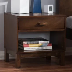 Deirdre Modern And Contemporary Wood 1 Drawer Nightstand - Baxton Studio -Furniture Sale Store GUEST aa964b25 c144 411b 8f7c eeb5566b52f3