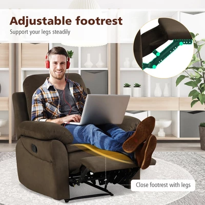 Costway Recliner Chair Single Sofa Armchair Sleeper Lounger W/ Footrest GreyBrown 6 Costway Recliner Chair Single Sofa Armchair Sleeper Lounger W/ Footrest GreyBrown - Image 6