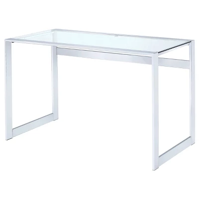 Hartford Minimal Glass Top Writing Desk Chrome - Coaster 3 Hartford Minimal Glass Top Writing Desk Chrome - Coaster - Image 3