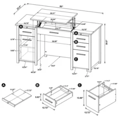 Dylan 4 Drawer Standing Office Desk With Cabinet - Coaster -Furniture Sale Store GUEST ac01ad60 c9a1 4d1b b30a fbf26c285cec
