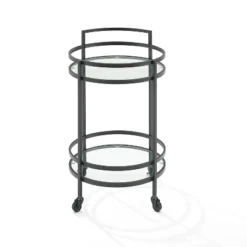 Bailey Round Bar Cart Matte Black - Crosley -Furniture Sale Store GUEST acca8b0c 27f3 4595 8c67 2b7794afc103