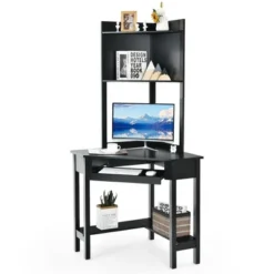 Costway Corner Computer Desk Triangle Study Desk W/ Hutch & Keyboard Tray -Furniture Sale Store GUEST ae10f9b6 0bd8 414d 8ec1 276dcfa46a3f