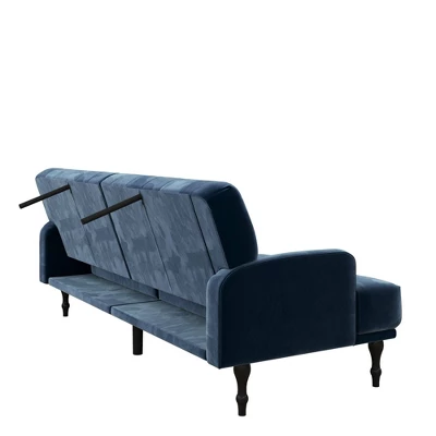 Lyla Upholstered Velvet Futon Blue - Room & Joy 4 Lyla Upholstered Velvet Futon Blue - Room & Joy - Image 4