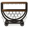 Triesta Antiqued Vintage Industrial Metal & Wood Wheeled Wine Rack Cart - Baxton Studio