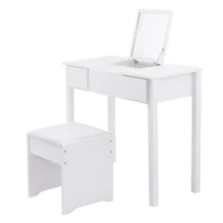 Tangkula 2 Drawers Make-up Mirror Set Vanity Dressing Table Flip-type Desktop With Stool 17 Tangkula 2 Drawers Make-up Mirror Set Vanity Dressing Table Flip-type Desktop With Stool -Furniture Sale Store GUEST afacbc5b 4e03 4f65 b2cf baa243e170da