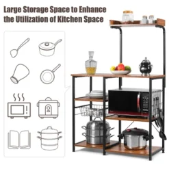 Costway 4-Tier Vintage Kitchen Baker's Rack Utility Microwave Stand W/ Basket & 5 Hooks 18 Costway 4-Tier Vintage Kitchen Baker's Rack Utility Microwave Stand W/ Basket & 5 Hooks -Furniture Sale Store GUEST afb1bb6c 90c9 44c1 8889 a1cb750e789e
