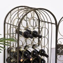 HOMCOM 45 Bottle Wrought Iron Wine Rack Jail With Lock - Antique Bronze -Furniture Sale Store GUEST b03a2298 ca51 48a7 9601 9b2f9bc9d008
