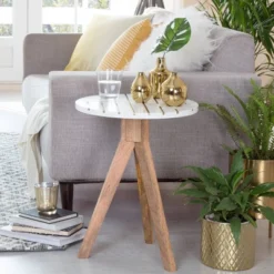 Amari Round Side Table With Brass Inlay Top White - Adore Decor 7 Amari Round Side Table With Brass Inlay Top White - Adore Decor -Furniture Sale Store GUEST b03bb694 b311 4e93 840e e892fc32bfeb