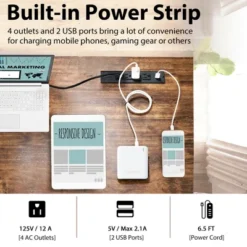 Costway 55'' Computer Desk Home Office PC Workstation W/ Power Outlets & USB Ports Rustic / Black -Furniture Sale Store GUEST b05ce448 5e5f 47ab ae97 34cbd41a9ad5