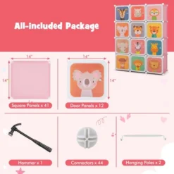 Costway 12-Cube Kids Wardrobe Baby Dresser Bedroom Armoire Clothes Hanging Closet With Door Blue/Pink 19 Costway 12-Cube Kids Wardrobe Baby Dresser Bedroom Armoire Clothes Hanging Closet With Door Blue/Pink -Furniture Sale Store GUEST b1c41f6f f654 4a02 88d5 93b7c642c189