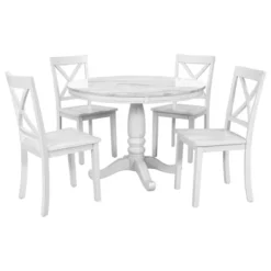 5-Piece Solid Wood Dining Table And Chairs Set, White - ModernLuxe -Furniture Sale Store GUEST b1d5b820 89d1 413e bf0c 97d2d2c0ca12