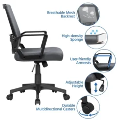 Yaheetech Adjustable Mid-Back Office Chair Computer Chair With Wheels -Furniture Sale Store GUEST b1f69a16 4ad7 4fc8 a9f2 f0edb626ae92