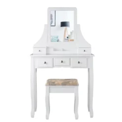 Tangkula Rotatable Mirror Vanity Set Makeup Dressing Table And Stool W/ 5 Drawers -Furniture Sale Store GUEST b2195450 8a0d 4e22 99a3 7251ec8c85e5