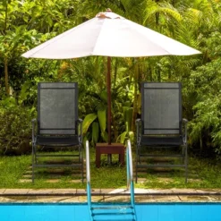 Costway 4PCS Patio Folding Dining Chair Recliner Adjustable Black -Furniture Sale Store GUEST b2960194 63a7 4cf7 85d8 fcdc86624b3a