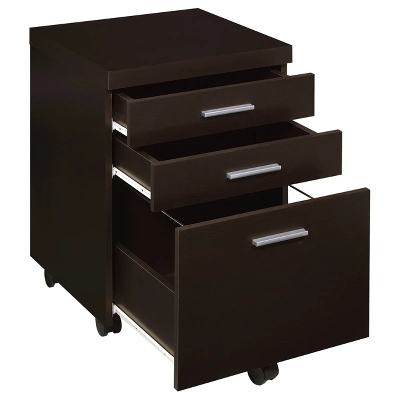 Skylar 3 Drawer Mobile File Cabinet Cappuccino - Coaster 2 Skylar 3 Drawer Mobile File Cabinet Cappuccino - Coaster - Image 2