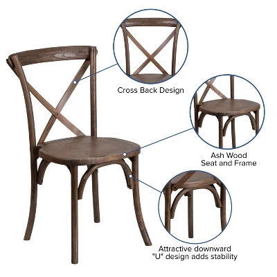 Emma And Oliver Stackable Wood Cross Back Dining Chair 2 Emma And Oliver Stackable Wood Cross Back Dining Chair - Image 2