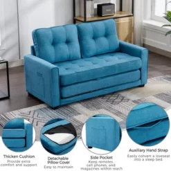 59.4" Upholstered Loveseat Sofa Couch, Pull-Out Sofa Bed With Side Pocket-ModernLuxe -Furniture Sale Store GUEST b4665278 4c9c 4cf7 ac09 01941263a853