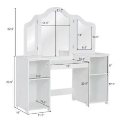 Costway Vanity Table Set Makeup Dressing Kids Girls Study Table Tri Folding Mirror -Furniture Sale Store GUEST b4990e02 ccb0 43ca aa07 e34fbca0020d