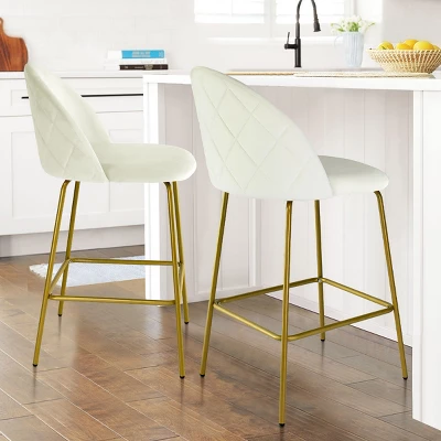25" Nano Full Back Upholstered Counter Stool (Set Of 2) Gold Legs-Maison Boucle 7 25" Nano Full Back Upholstered Counter Stool (Set Of 2) Gold Legs-Maison Boucle - Image 7