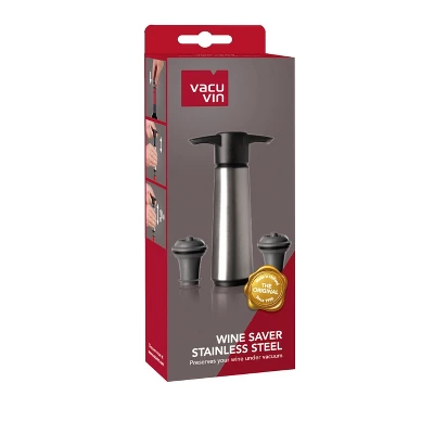 Vacu Vin Stainless Steel Wine Saver With 2 Stoppers Silver 2 Vacu Vin Stainless Steel Wine Saver With 2 Stoppers Silver - Image 2