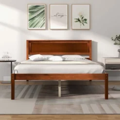 Costway Full/Queen/Twin Size Wooden Platform Bed Frame With Headboard Mattress Foundation Walnut -Furniture Sale Store GUEST b4cae98f e0dc 44df 8a76 466b5816ee4e