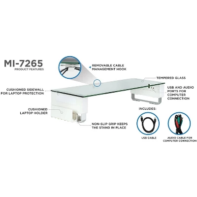 Mount-It! Tempered Glass Monitor Stand With 3 USB Ports | Desktop Riser Fits 24, 27, 30, 32 Inch Screens | 66 Lbs. Weight Capacity 1 Mount-It! Tempered Glass Monitor Stand With 3 USB Ports | Desktop Riser Fits 24, 27, 30, 32 Inch Screens | 66 Lbs. Weight Capacity