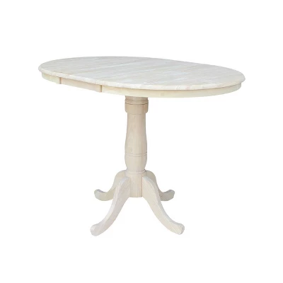 36" Round Extendable Table With 12" Drop Leaf Unfinished - International Concepts 3 36" Round Extendable Table With 12" Drop Leaf Unfinished - International Concepts - Image 3