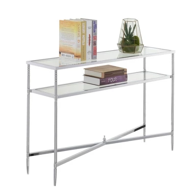 Tudor Console Table With Shelf Clear Glass/Chrome - Breighton Home 2 Tudor Console Table With Shelf Clear Glass/Chrome - Breighton Home - Image 2