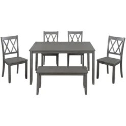 6-Piece Farmhouse Rustic Wooden Dining Table Set With 4 Cross Back Chairs And Bench - ModernLuxe -Furniture Sale Store GUEST b62908f4 21ce 4a2d 9c38 b2bf30ec3688