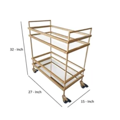 Modern Style Tubular Iron Bar Cart With 2 Mirrored Shelves Gold - The Urban Port -Furniture Sale Store GUEST b67d4452 3dcc 487a 8fbb 2c71ae7d7c60