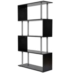 HomCom Modern S-Shaped 5 Tier Room Dividing Bookcase Wooden Storage Display Stand Shelf - Black -Furniture Sale Store GUEST b73d7c19 9d54 4338 97aa 4b0affcc0ee0