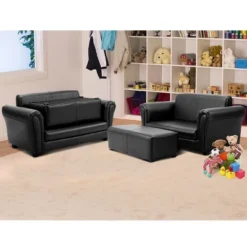 Costway Kids Sofa Armrest Chair Couch Lounge In Black
