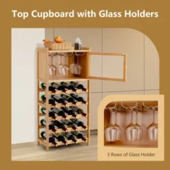 Costway 20-Bottle Bamboo Wine Rack Cabinet Freestanding Display Shelf W/ Glass Hanger 12 Costway 20-Bottle Bamboo Wine Rack Cabinet Freestanding Display Shelf W/ Glass Hanger -Furniture Sale Store GUEST b7abbb03 6269 4181 a058 dc68ce7dd5a0