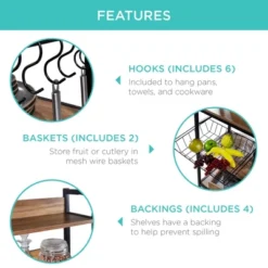 Best Choice Products 67in Counter-Height Baker's Rack W/ Locking Wheels, Adjustable Feet, 2 Wire Baskets -Furniture Sale Store GUEST b7b04d67 5e56 4998 977c c6914d81d7c0