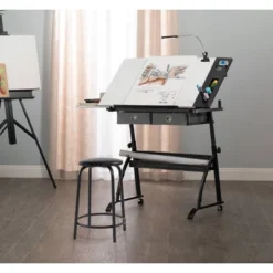 Core Drawing Table And Stool Set Charcoal Black/White - Studio Designs -Furniture Sale Store GUEST b7cb4957 b13e 4711 95c8 33f24e926373