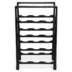 BIRDROCK HOME 12 Bottle Rack - Free Standing Stand - Kitchen Countertop - Black Forged Metal - Vertical Shelf Storage Cabinet - Holder -Furniture Sale Store GUEST b862ce49 574a 4732 aa82 ec966c7cdb16