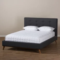 Valencia Mid - Century Modern Fabric Platform Bed - Baxton Studio -Furniture Sale Store GUEST b86b41af 1959 4890 9641 4ff103114cbe
