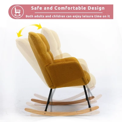 Epping Accent Modern Armchair Faux Shearling Fabric Nursery Glider Rocker, Wingback Chair Rocking Chairs-Maison Boucle 8 Epping Accent Modern Armchair Faux Shearling Fabric Nursery Glider Rocker, Wingback Chair Rocking Chairs-Maison Boucle - Image 8