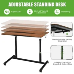 Costway Height Adjustable Computer Desk Sit Stand Rolling Notebook Table NaturalBrownBlack -Furniture Sale Store GUEST ba09a3e2 7b82 4009 99ab f77dd4ae840d