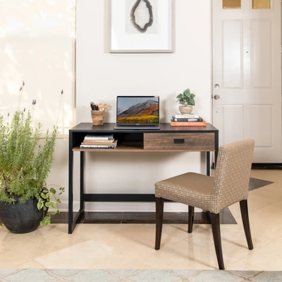 Oslo Contemporary Studio Workstation Desk With Drawer Black/Brown - Danya B. 1 Oslo Contemporary Studio Workstation Desk With Drawer Black/Brown - Danya B.