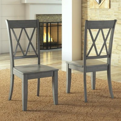 Set Of 2 South Hill X Back Dining Chair Antique Gray - Inspire Q 2 Set Of 2 South Hill X Back Dining Chair Antique Gray - Inspire Q - Image 2