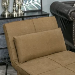 HOMCOM 4-in-1 Multi Function Folding Single Sofa Bed With Retractable Footrest, Convertible Sleeper With Adjustable Backrest, Brown -Furniture Sale Store GUEST bb378ed1 22f9 47e4 9568 5c4ea704345a