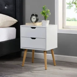 Sweetgo Modern Wooden Bedroom Nightstand End Side Table With 4 Anti-Slip Rubber Padded Legs, And 2 Groove-Handled Storage Drawers 8 Sweetgo Modern Wooden Bedroom Nightstand End Side Table With 4 Anti-Slip Rubber Padded Legs, And 2 Groove-Handled Storage Drawers -Furniture Sale Store GUEST bb4a509e 55cb 490a b31e d79b24ce3aeb