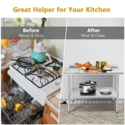 Costway Stainless Steel Table For Prep & Work W/ Backsplash -Furniture Sale Store GUEST bc4a9fc8 7b9e 43ad a16d 1964388eaf92