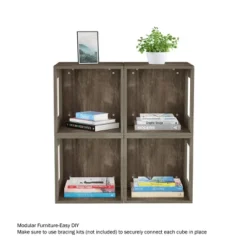 Hastings Home End Table, Stackable Modular Cube With Open Sides, Gray -Furniture Sale Store GUEST bcc7175d 92c3 4276 b8ee 68f3bd64f9c8