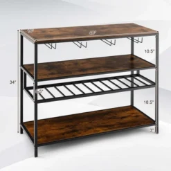 Costway Rustic Wine Rack Table 13 Bottles Wine Bar Cabinet Freestanding With Glass Holder -Furniture Sale Store GUEST bd1f3129 8fb6 4af7 a252 580e04e1767e