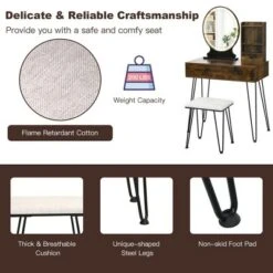 Costway Vanity Table Set Lighted Mirror Storage Drawer Shelf Cushion Stool -Furniture Sale Store GUEST be9593c1 901c 4fe9 b748 ddd7a8d6de0d