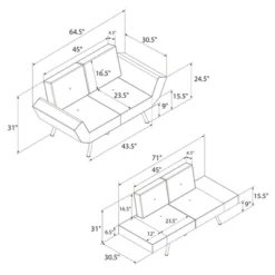 RealRooms Euro Upholstered Tufted Loveseat Futon With Storage Pockets -Furniture Sale Store GUEST be996b60 a7be 4c15 b0e0 c97236483dce